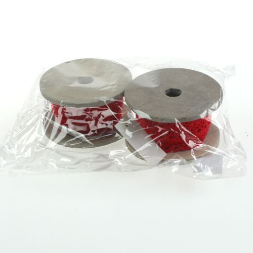 Floristik24 Cinta de encaje rojo 20mm x 2m 2pcs