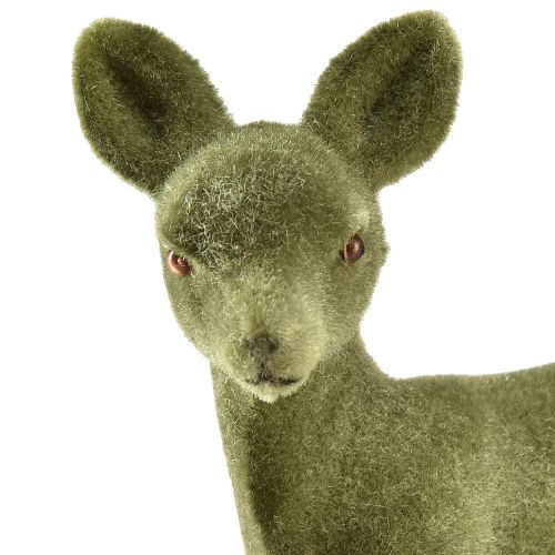 Artículo Figura decorativa ciervo cervatillo flocado figuras navideñas verde 10,5cm 6 piezas