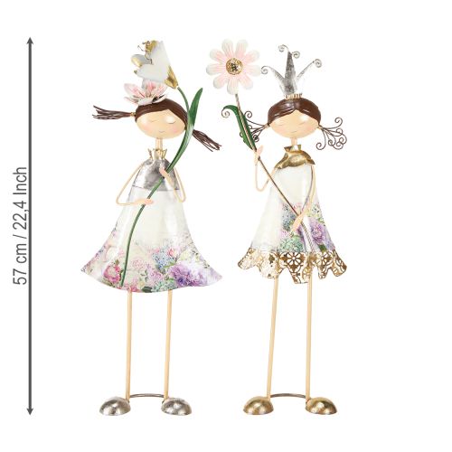 Artículo Figuras decorativas decoración de balcón figuras de niña de metal 56/57cm 2uds