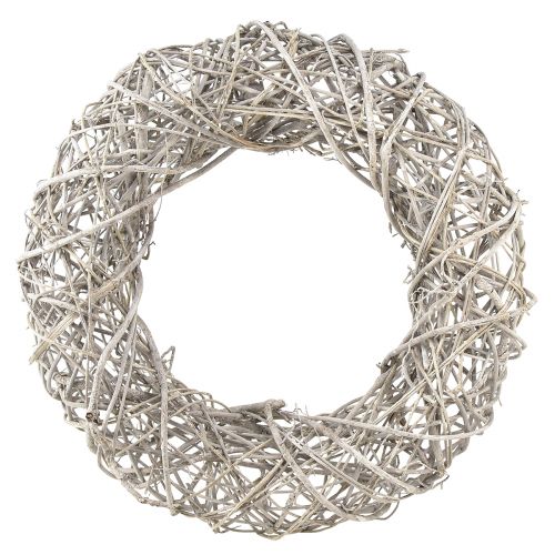 Floristik24 Corona decorativa decoración de madera ratán blanco natural Ø40cm H9.5cm
