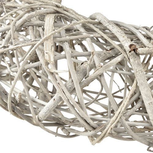 Floristik24 Corona decorativa decoración de madera ratán blanco natural Ø40cm H9.5cm