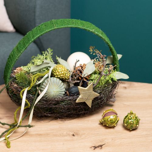 Artículo Castañas decorativas en amarillo verdoso – 6 cm – decoración ideal para otoño y vacaciones – 6 piezas