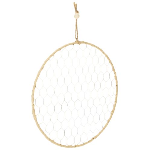 Floristik24 Anillo decorativo de metal Ø38cm, decoración colgante, rafia, plata, natural, decoración de pared estilo boho, decoración versátil, 4 piezas
