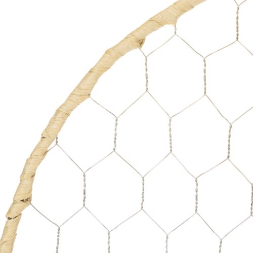 Artículo Anillo decorativo de metal Ø38cm, decoración colgante, rafia, plata, natural, decoración de pared estilo boho, decoración versátil, 4 piezas