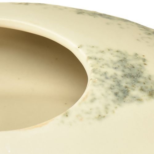 Artículo Cuenco decorativo ovalado plano de cerámica crema gris verde 19×14×5cm