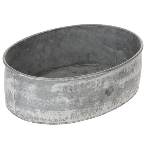Artículo Bol decorativo de metal, ovalado, gris, L22,5/19,5/16 cm, juego de 3