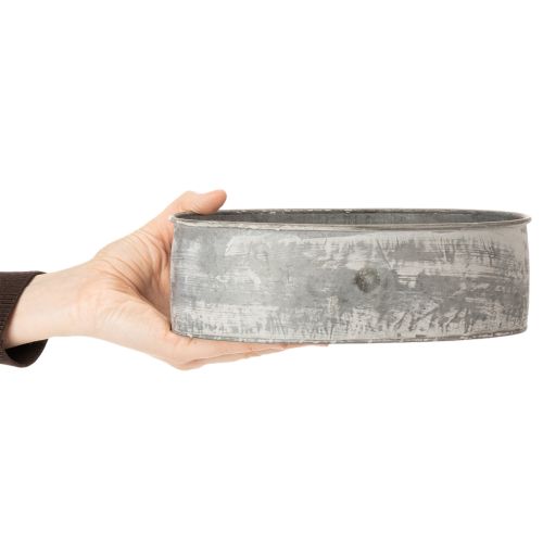 Artículo Bol decorativo de metal, ovalado, gris, L22,5/19,5/16 cm, juego de 3