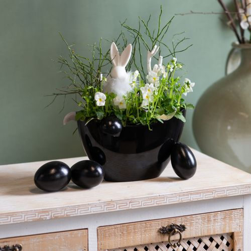 Artículo Cuenco decorativo barco planta ovalado negro 24x9,5cmx14,5cm