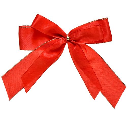 Floristik24 Lazo decorativo lazo rojo con borde dorado - elegante decoración navideña 4cm de ancho 15×21cm 10ud