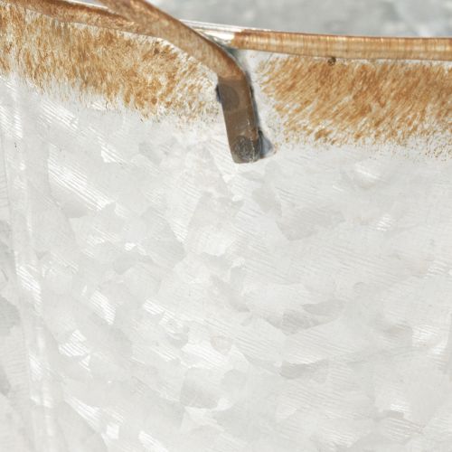 Artículo Maceta decorativa con asas, cubo para plantar, recipiente de metal, plata, acero envejecido, Ø17cm H16.5cm