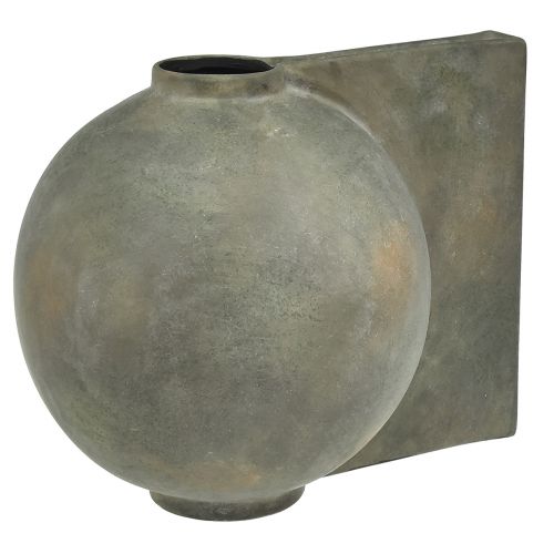 Floristik24 Jarrón decorativo de cerámica aspecto antiguo gris bronce 30×20×24cm