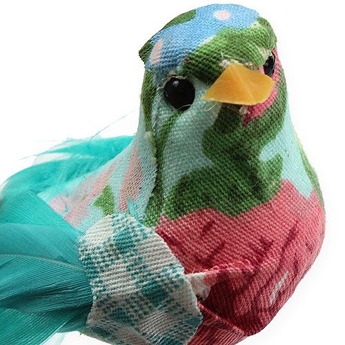 Floristik24 Pájaro decorativo en alambre Turkis 13cm 2pcs