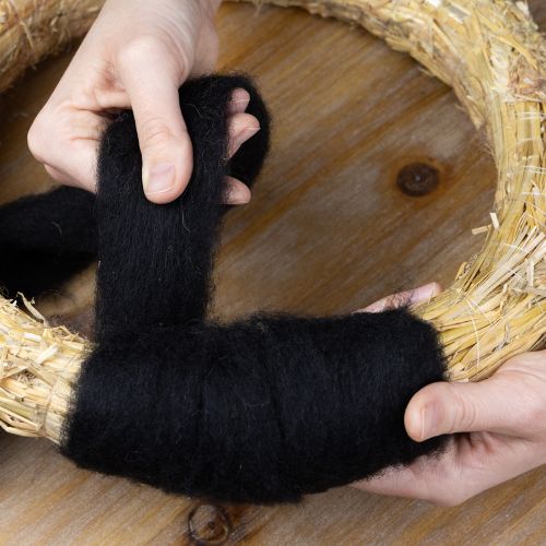 Artículo Lana decorativa, cordón de lana, lana afieltrada para manualidades creativas y floristería, 2 m, negro