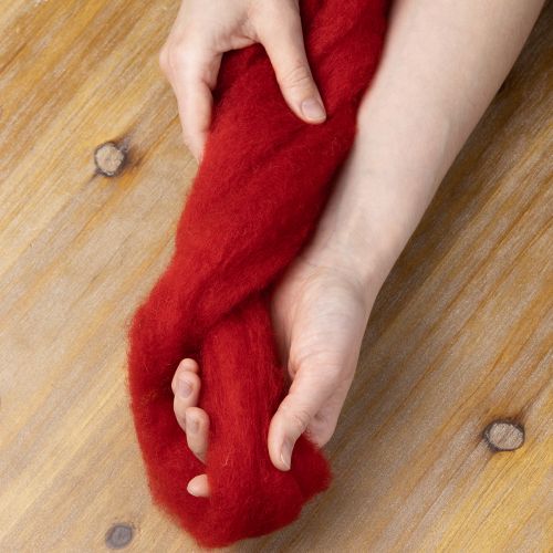 Artículo Cordón de lana, lana decorativa, rojo, 2 m de lana afieltrada para floristería, decoración y manualidades.