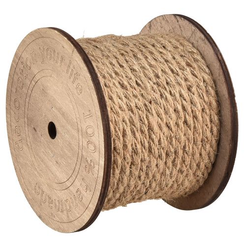 Artículo Cordón de yute grueso en carrete de madera cordón decorativo Ø6mm 18m