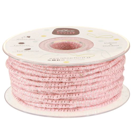 Floristik24 Hilo de mecha Glamour Rosa/Plata con alambre 33m