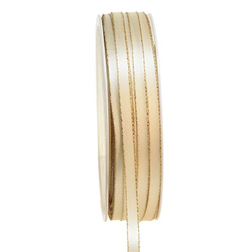 Floristik24 Cinta de raso doble para joyería en oro crema A6mm L50m