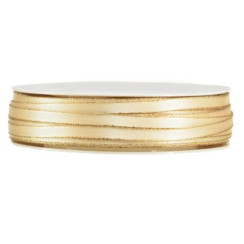 Floristik24 Cinta de raso doble para joyería en oro crema A6mm L50m
