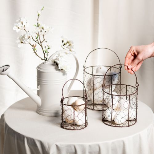 Artículo Juego de cestas de alambre ideal para usar en decoración o en el jardín, 25cm, 1 juego