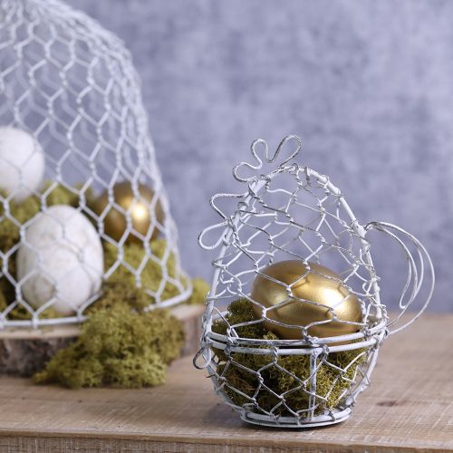 Artículo Cesta de alambre con forma de pollito para huevos de Pascua. Un complemento encantador para la decoración de Pascua. 14 cm.