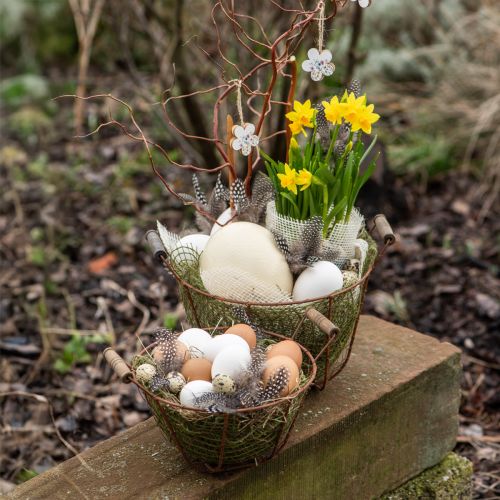 Artículo Cesta de alambre cesta de metal con asa decoración madera óxido Ø18cm