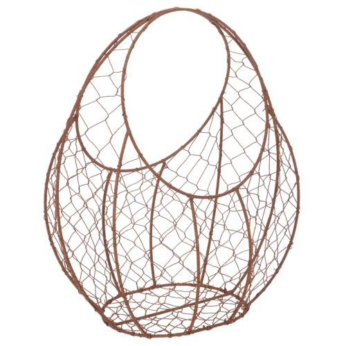 Cesta de alambre, maceta de metal, decoración de primavera, cesta de Pascua, marrón, acabado óxido, 34 cm de alto x 30 cm de largo. comprar | Floristik24.es