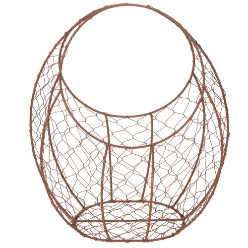 Cesta de alambre, maceta de metal, decoración de primavera, cesta de Pascua, marrón, acabado óxido, 34 cm de alto x 30 cm de largo. | Floristik24.es