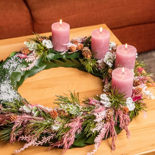 Artículo Velas de color liso velas antiguas de pilar rosa 70×80mm 4 piezas
