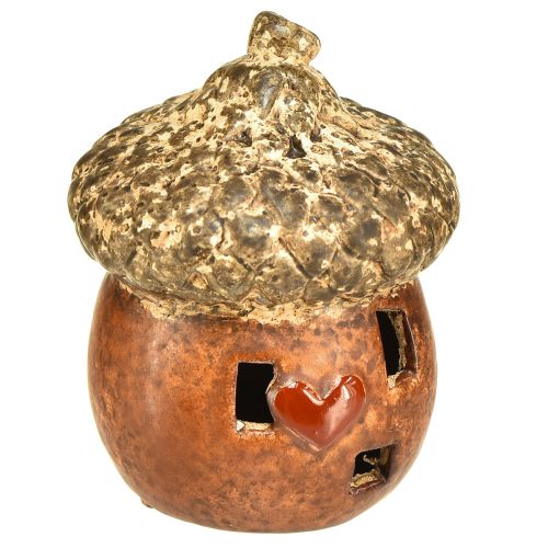 Artículo Bellota con decoración de ventana y corazón 9,8 cm - decoración atmosférica de otoño e invierno - 4 piezas