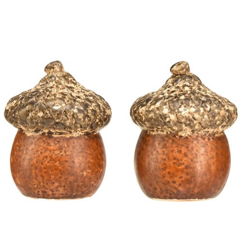 Artículo Bellota con decoración de ventana y corazón 9,8 cm - decoración atmosférica de otoño e invierno - 4 piezas