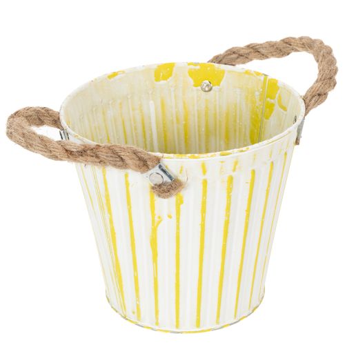 Artículo Cubo para plantar, maceta con asas, decoración metálica rosa/verde/amarillo estilo shabby chic Ø16,5cm H15cm Juego de 3 piezas