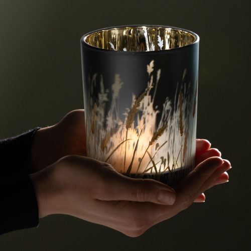 Artículo Elegante farola decorativa con motivo de hierba para dar un toque acogedor a la sala de estar, 12,5 cm, 2 piezas.