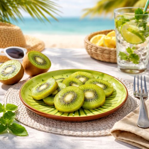 Artículo Platos redondos de cerámica con motivo de kiwi, aptos para mesa de comedor o cocina, 16 cm, 2 piezas