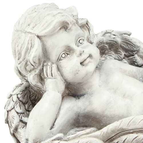 Artículo Ángel acostado figura decorativa decoración de tumba gris poliresina 22cm