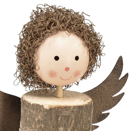 Artículo Ángel con rizos decoración de madera Navidad natural H15cm 3 piezas
