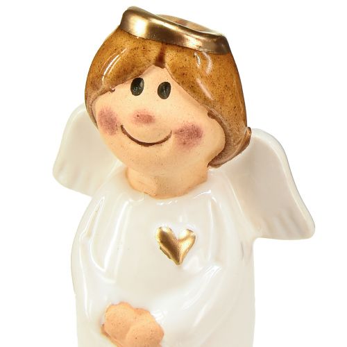Artículo Adorable ángel de cerámica con detalles dorados blanco 7 cm - idea de regalo y decoración encantadora - 6 piezas