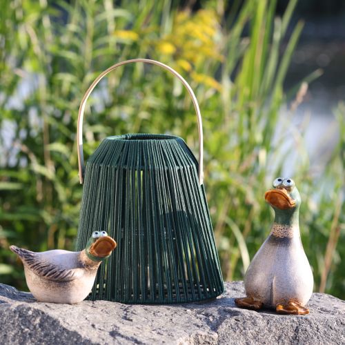Floristik24 Patos decorativos de cerámica marrón verde draco sentado H17,5cm 2 piezas