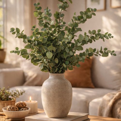 Artículo Ramas y hojas decorativas de eucalipto preservadas, redondas, secas, verdes, 150 g