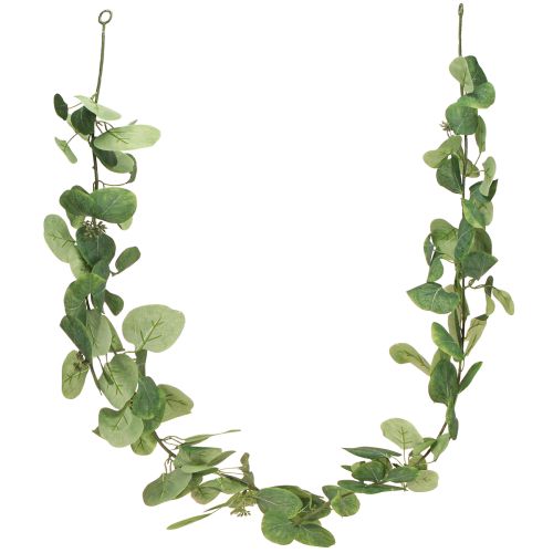 Guirnalda de hojas artificiales de eucalipto verde con 2 ojales, 160 cm