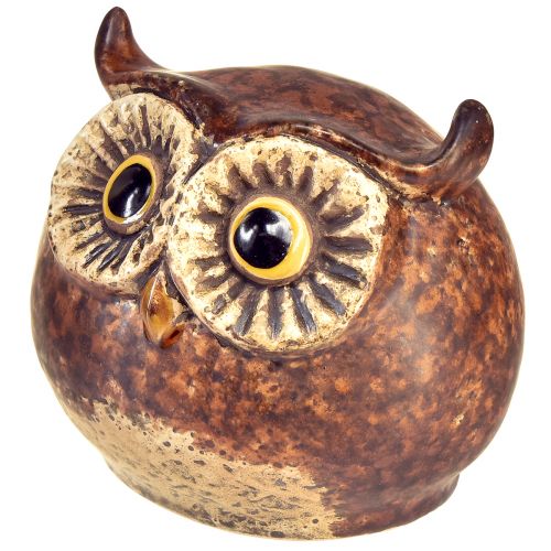Artículo Encantadoras figuras de búhos de cerámica - Diseño detallado en marrón y crema, 10,5 cm - Decoración perfecta para espacios de vida y de trabajo - 3 piezas