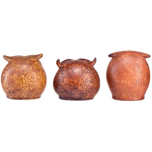 Artículo Encantadoras figuras de búhos de cerámica - Diseño detallado en marrón y crema, 10,5 cm - Decoración perfecta para espacios de vida y de trabajo - 3 piezas