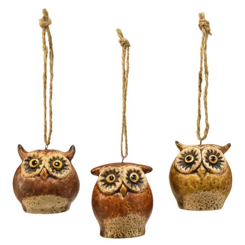 Artículo Adorables Colgantes de Búho - Tonos Marrón Rústico, 5,6 cm - Decoración Perfecta para Otoño y Navidad - Paquete de 3