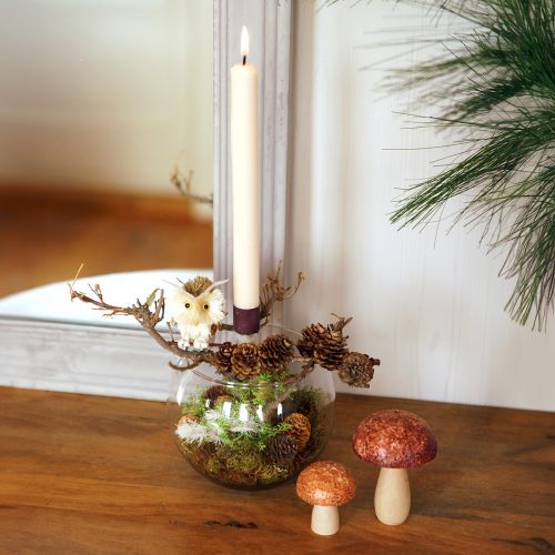 Artículo Tapones de flores decorativos búho decoración de otoño natural Ø4cm H8cm 4ud
