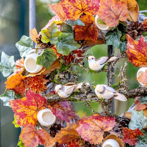 Floristik24 Pájaro de plumas sobre alambre, pájaro decorativo con plumas marrón naranja 4cm 12 piezas