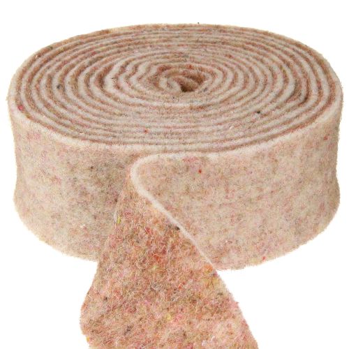 Floristik24 Cinta de fieltro cinta de lana tela decorativa marrón-rojo beige fieltro de lana 7,5cm 5m