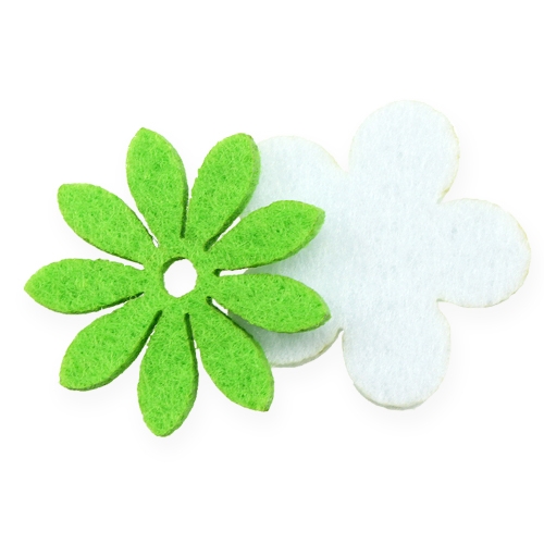 Floristik24 Flor de fieltro para esparcir verde, blanco 3,5cm 96pcs