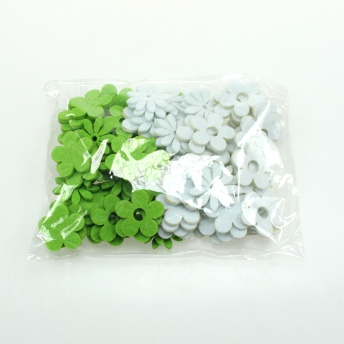 Floristik24 Flor de fieltro para esparcir verde, blanco 3,5cm 96pcs
