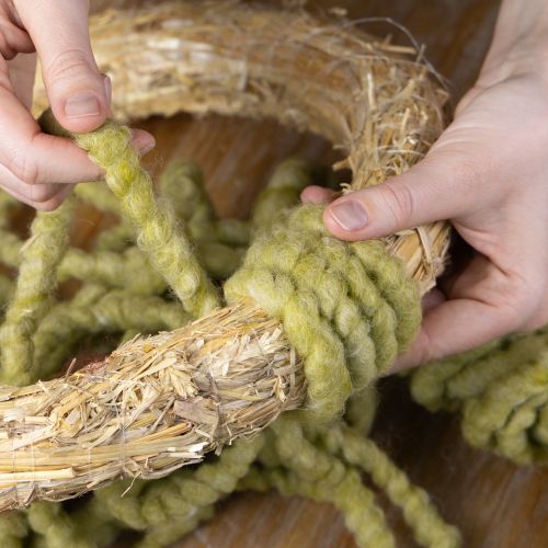 Artículo Cordón de fieltro Mirabell esponjoso, lana, verde, cinta decorativa de 25 m para floristería, decoración, manualidades, bricolaje