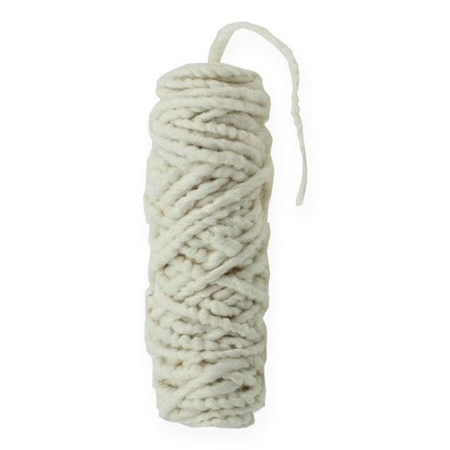 Floristik24 Cordón de fieltro polar Mirabell 25m blanco