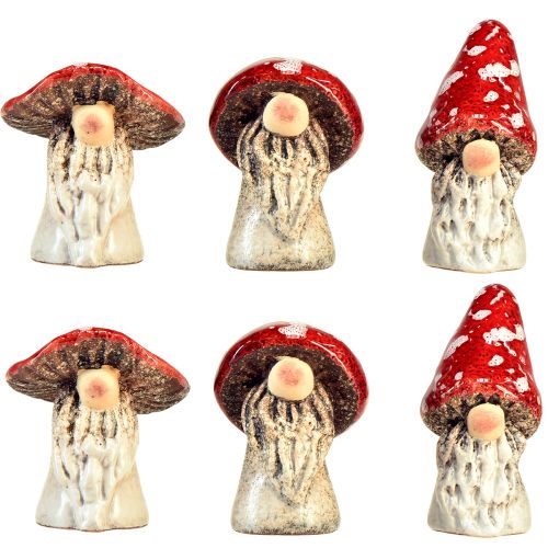 Artículo Figuras de gnomos de cuento de hadas – rojo con puntos blancos, 7,5 cm – decoración mágica para el jardín y el hogar – 6 piezas